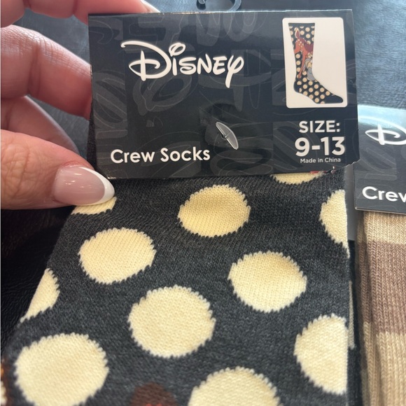 Disney’s Bambi & Thumper  Crew Socks Black brown cream. Size 9-13 - Picture 3 of 4